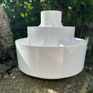 Pampered Chef Vintage Kitchen Tool White Utensil Lazy Suzan With 16 Compartments